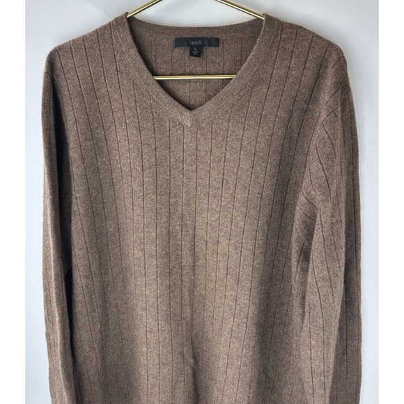 Apt. 9 Cashmere V-Neck Ribbed Sweater Brown Long Sleeve Pullover Men's Size XL - Picture 9 of 12